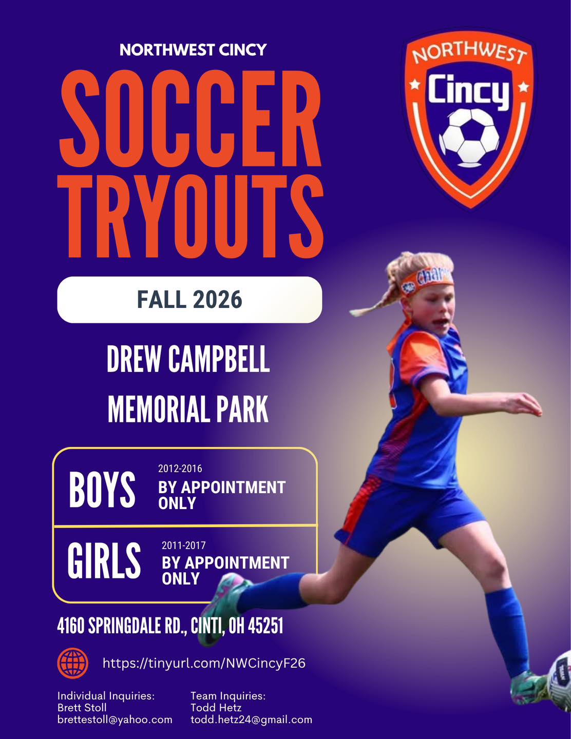 NWCSC Fall 2026 Tryout Flyer